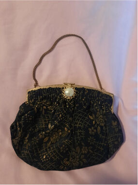 Women's Unbranded Black Gold Brocade Clutch One Size